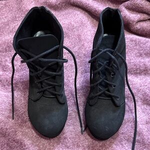 Soda Black Lace-Up Ankle Booties